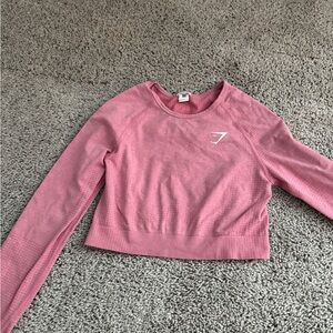 Gymshark Pink Long Sleeve Crop Workout Shirt